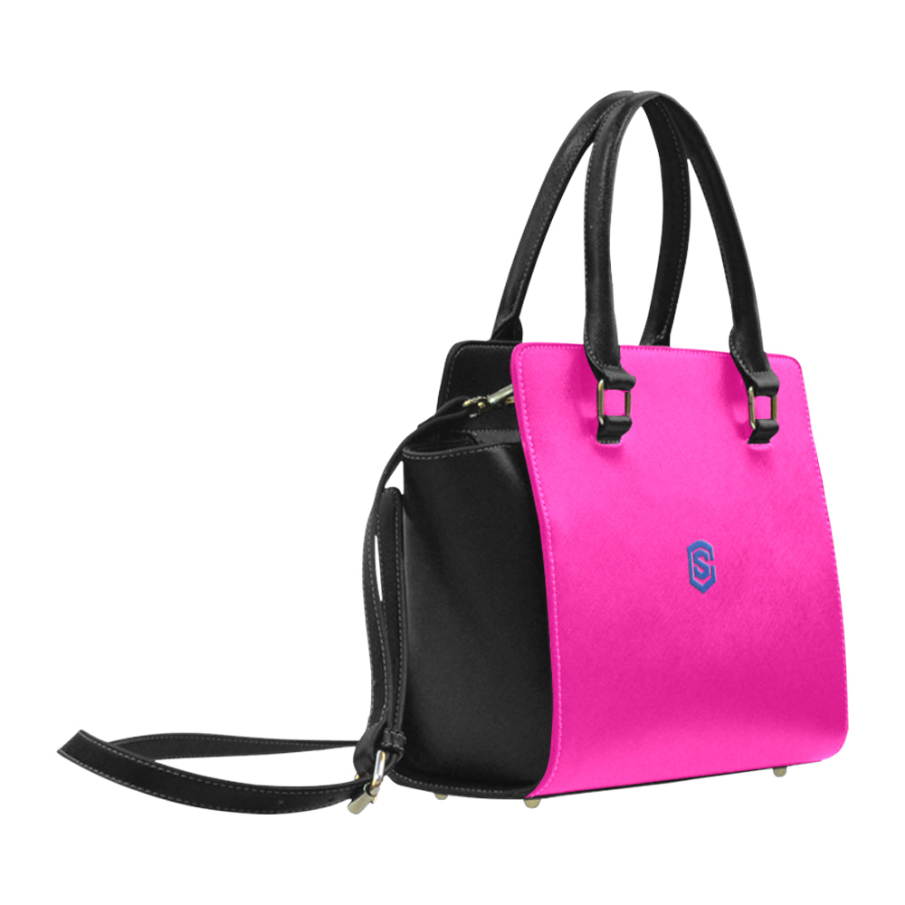 BLACK CLASSIC SHOULDER HANDBAG blue logo Classic Shoulder Handbag (Model 1653)