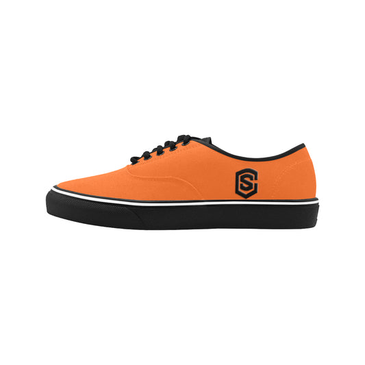black logo Classic Men's Canvas Low Top Shoes/Large (Model E001-4)