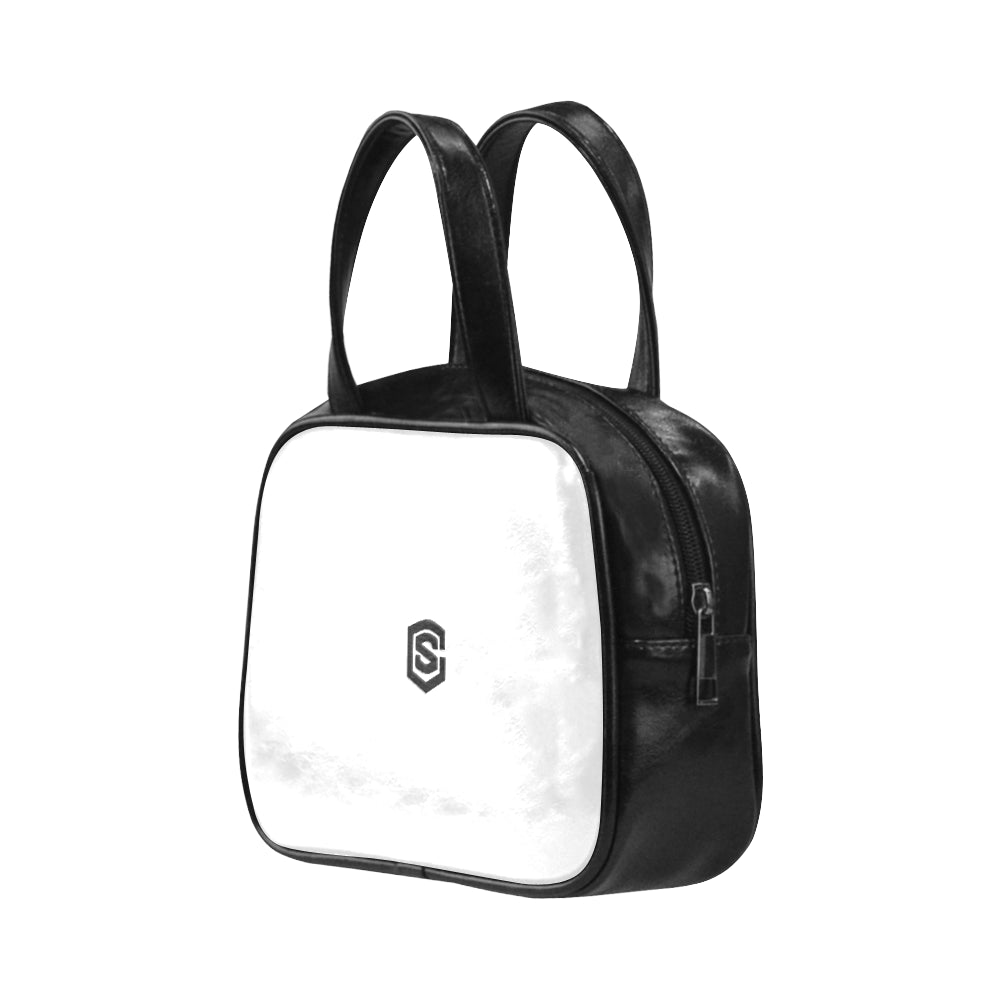 LIGHT GRAY LEATHER TOP HANDLE HANDBAG black logo Leather Top Handle Handbag (Model 1662)