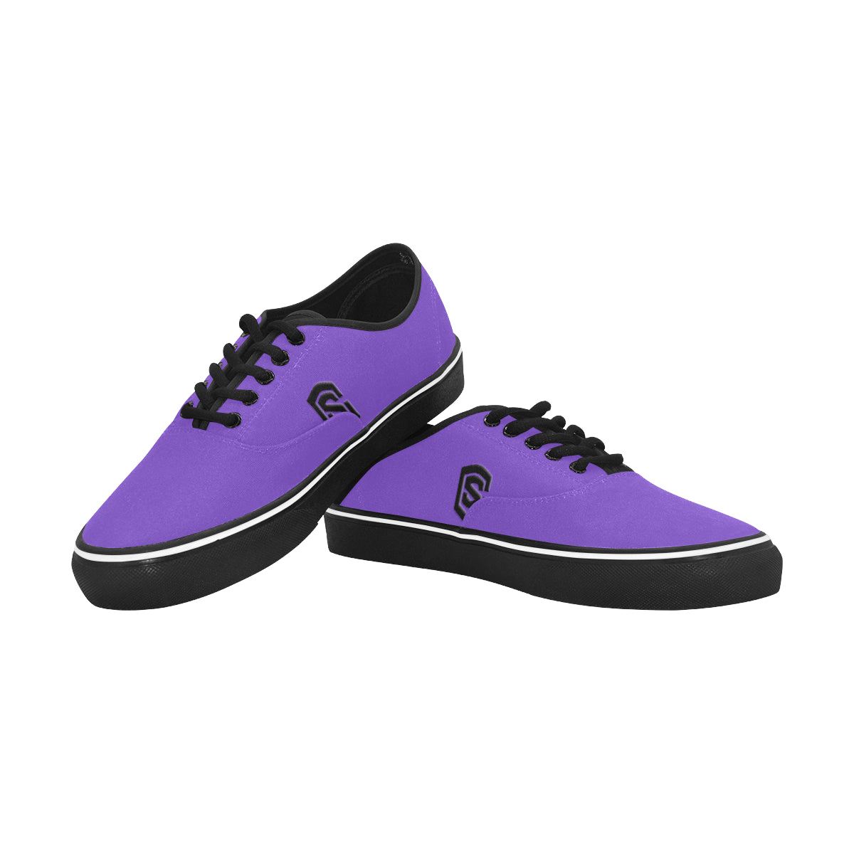 black logo Classic Men's Canvas Low Top Shoes/Large (Model E001-4)