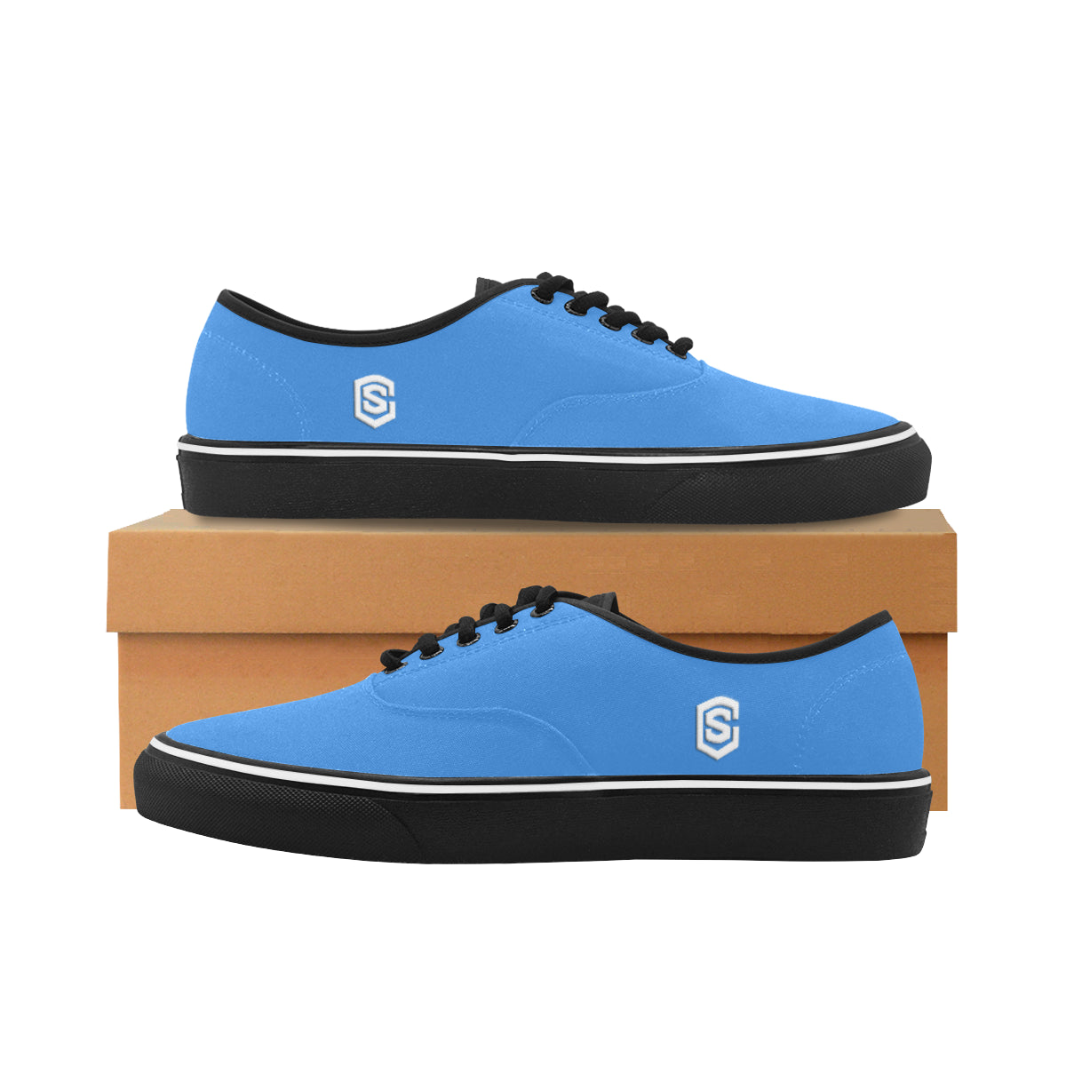 white logo Classic Men's Canvas Low Top Shoes/Large (Model E001-4)