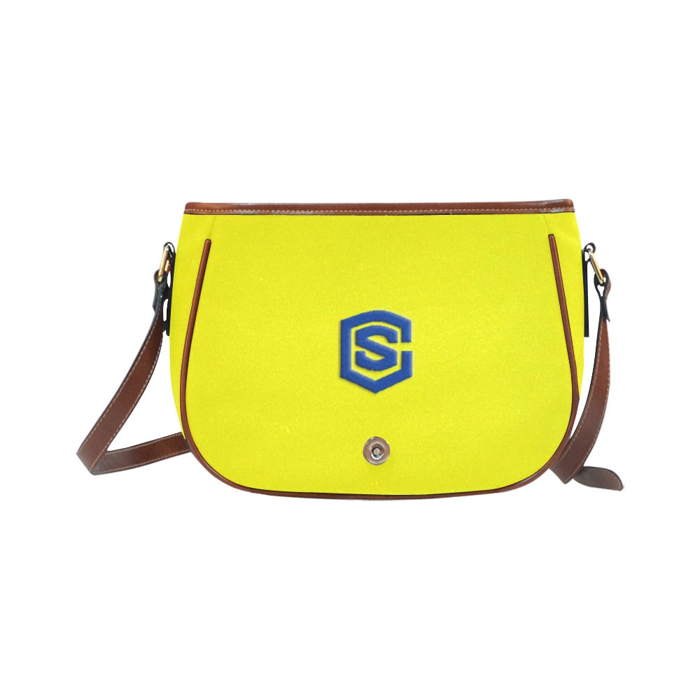 YELLOW Saddle Bag WITH BLUE LOGO Saddle Bag (Model 1649) (Small)