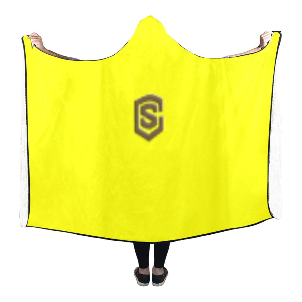 Yellow Hooded Blanket 80"x56" with Brown Logo Hooded Blanket 80"x56"