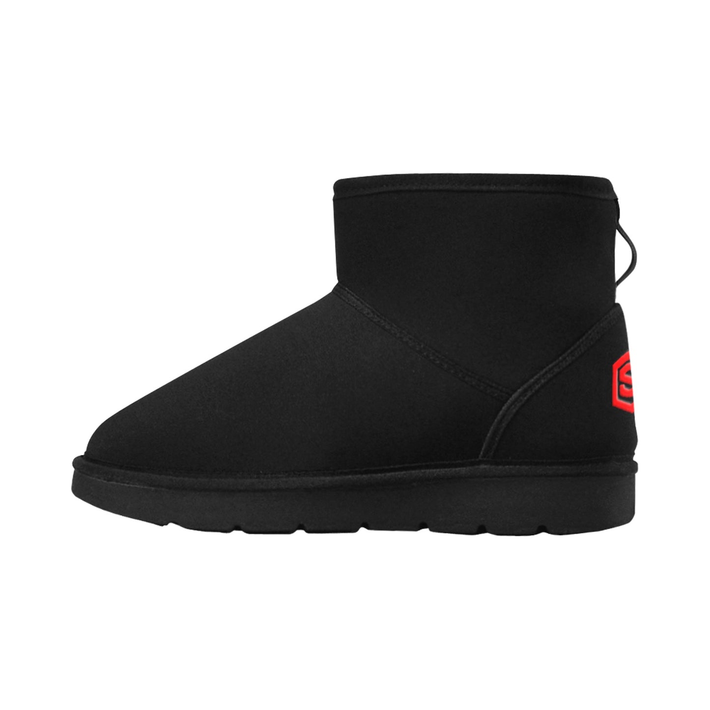 BLACK Low Top Men's Snow Boots WITH RED LOGO Low Top Men's Snow Boots (Model 049)