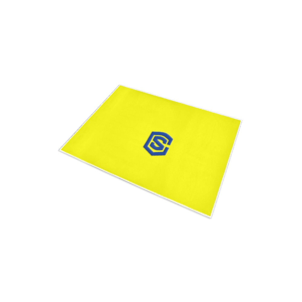 YELLOW SMALL AREA RUG WITH BLUE LOGO Area Rug 2.6' x 1.7'