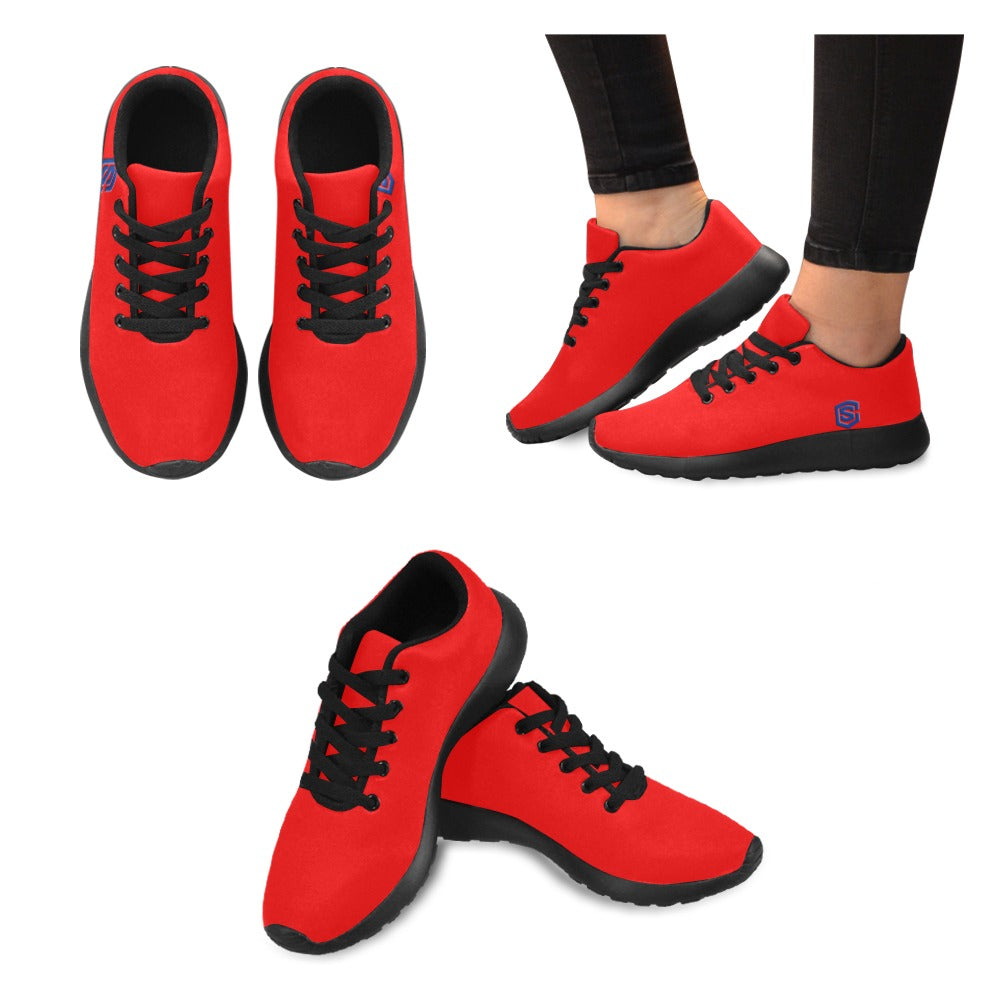 RED KID SNEAKER WITH BLUE LOGO Kid's Sneakers (Little Kid / Big Kid) (Model020)
