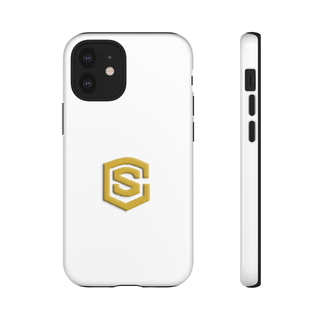 White Tough Cases Gold Logo