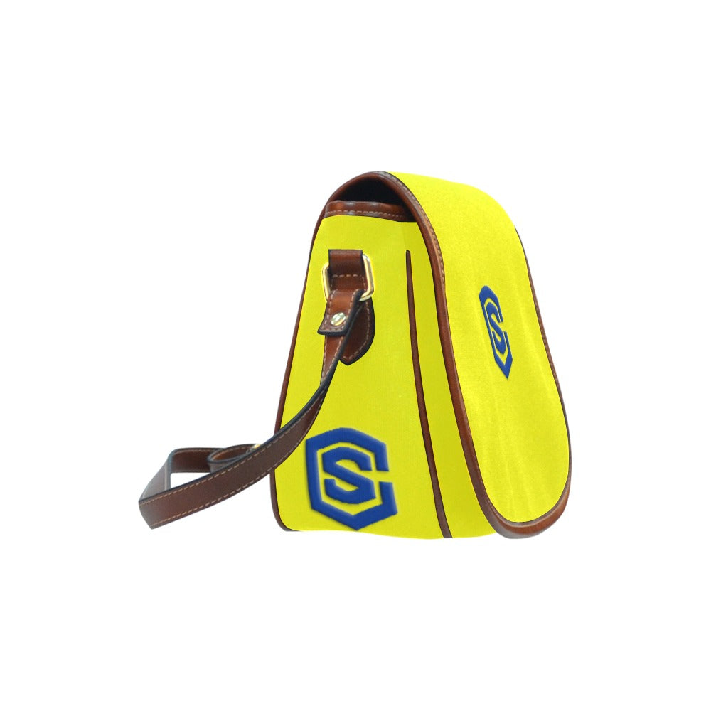 YELLOW Saddle Bag WITH BLUE LOGO Saddle Bag (Model 1649) (Small)