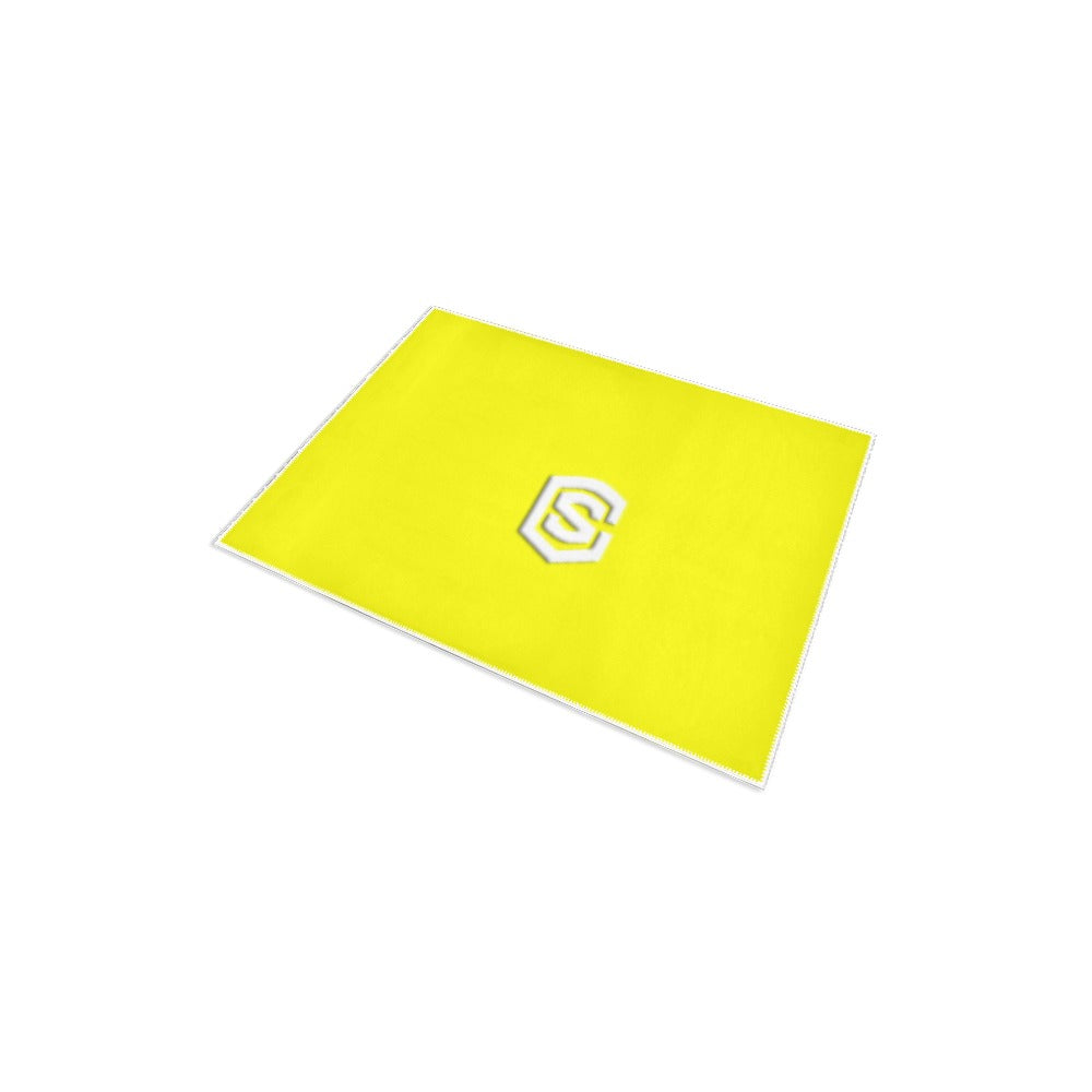YELLOW SMALL AREA RUG WITH WHITE LOGO Area Rug 2.6' x 1.7'