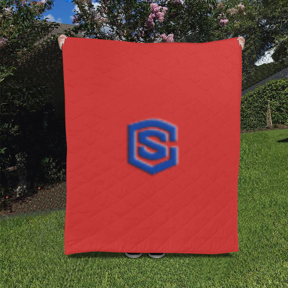 Red Custom Quilt Blue Logo Custom Quilt 50" x 60"