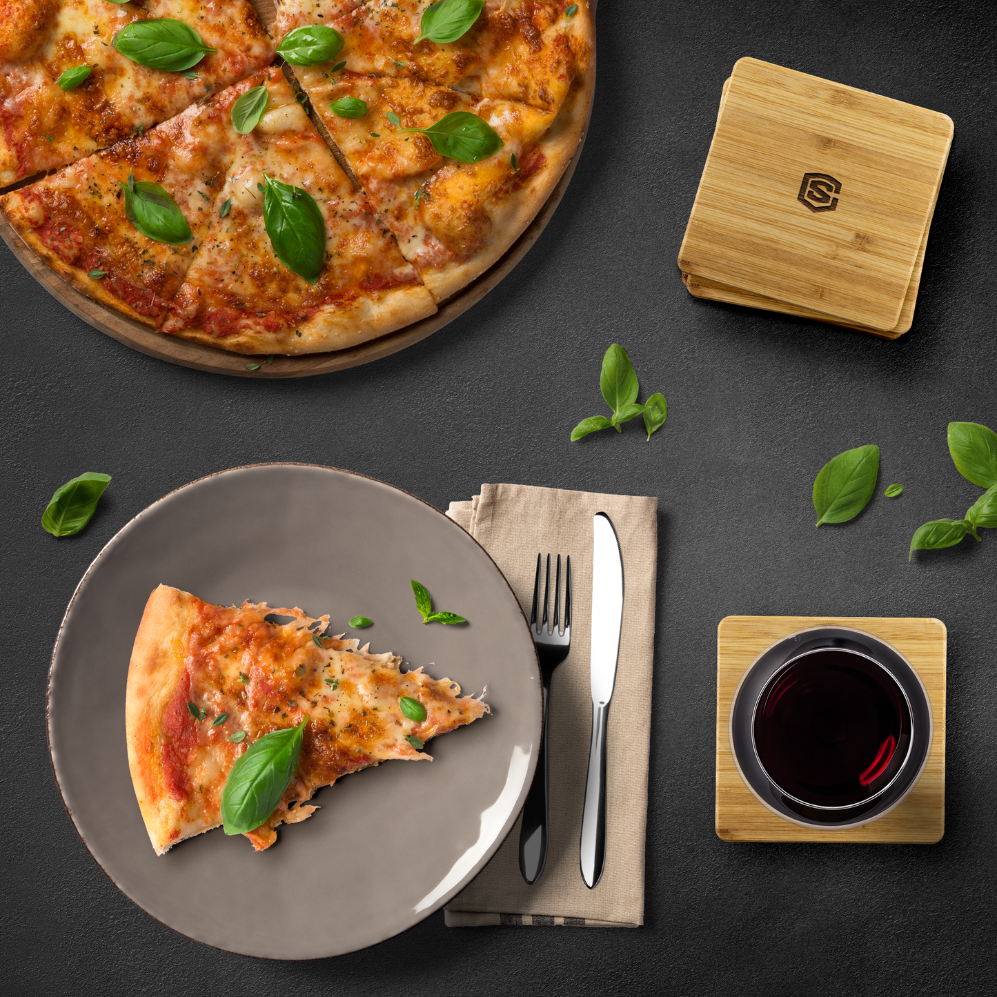 Bamboo Coaster WITH SILIVER LOGO