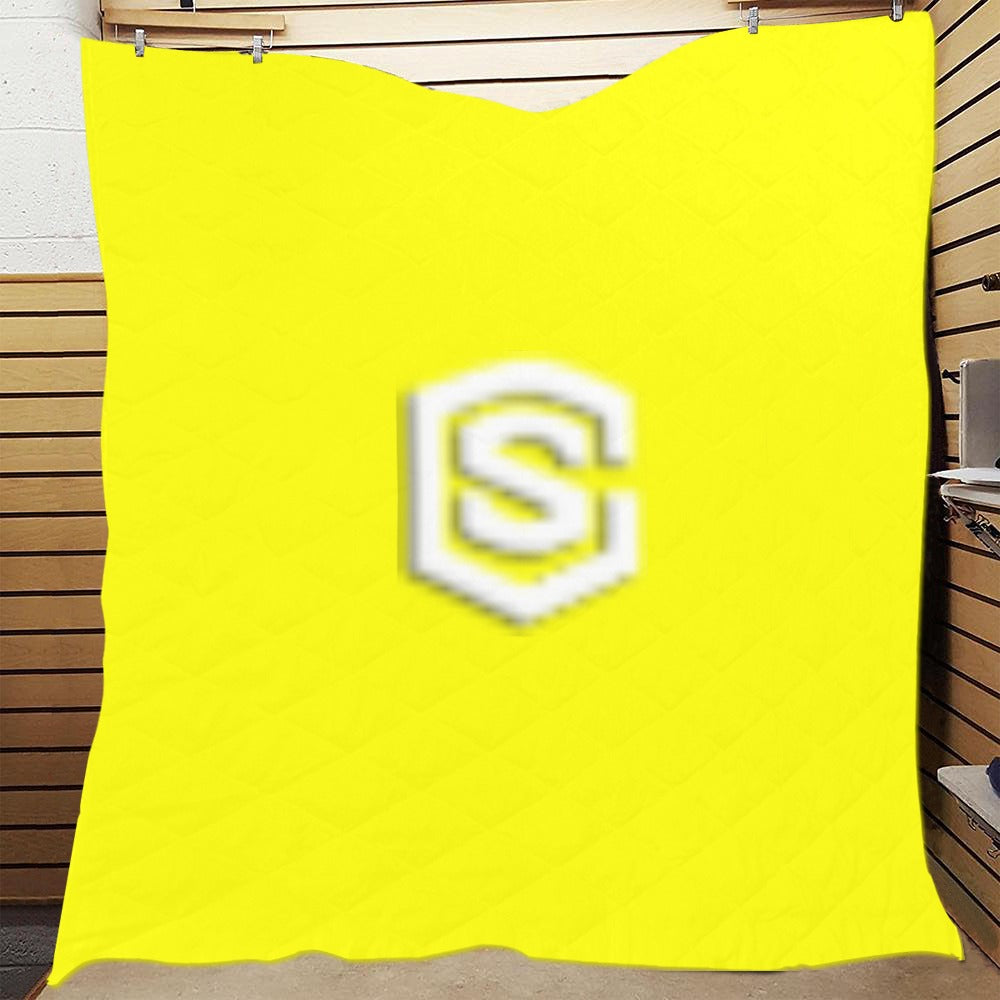 Yellow  Quilt with White Logo Custom Quilt  70" x 80"