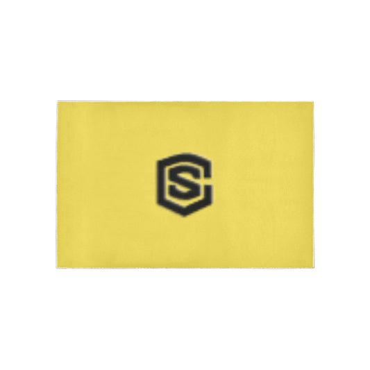 Yellow Area Rug Black Logo Area Rug 5' x 3.2'