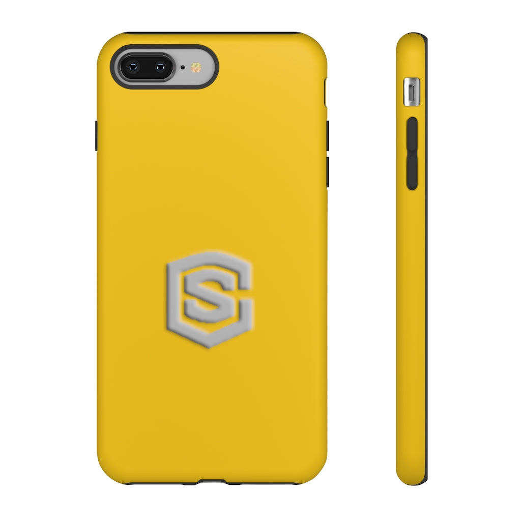 Yellow Tough Cases Silver Logo