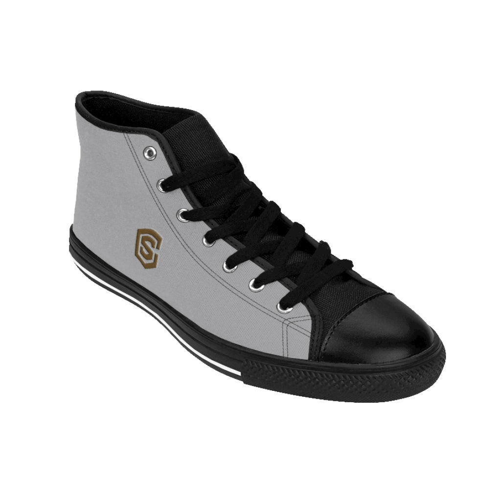 grey Men's High-top Sneakers Brown logo