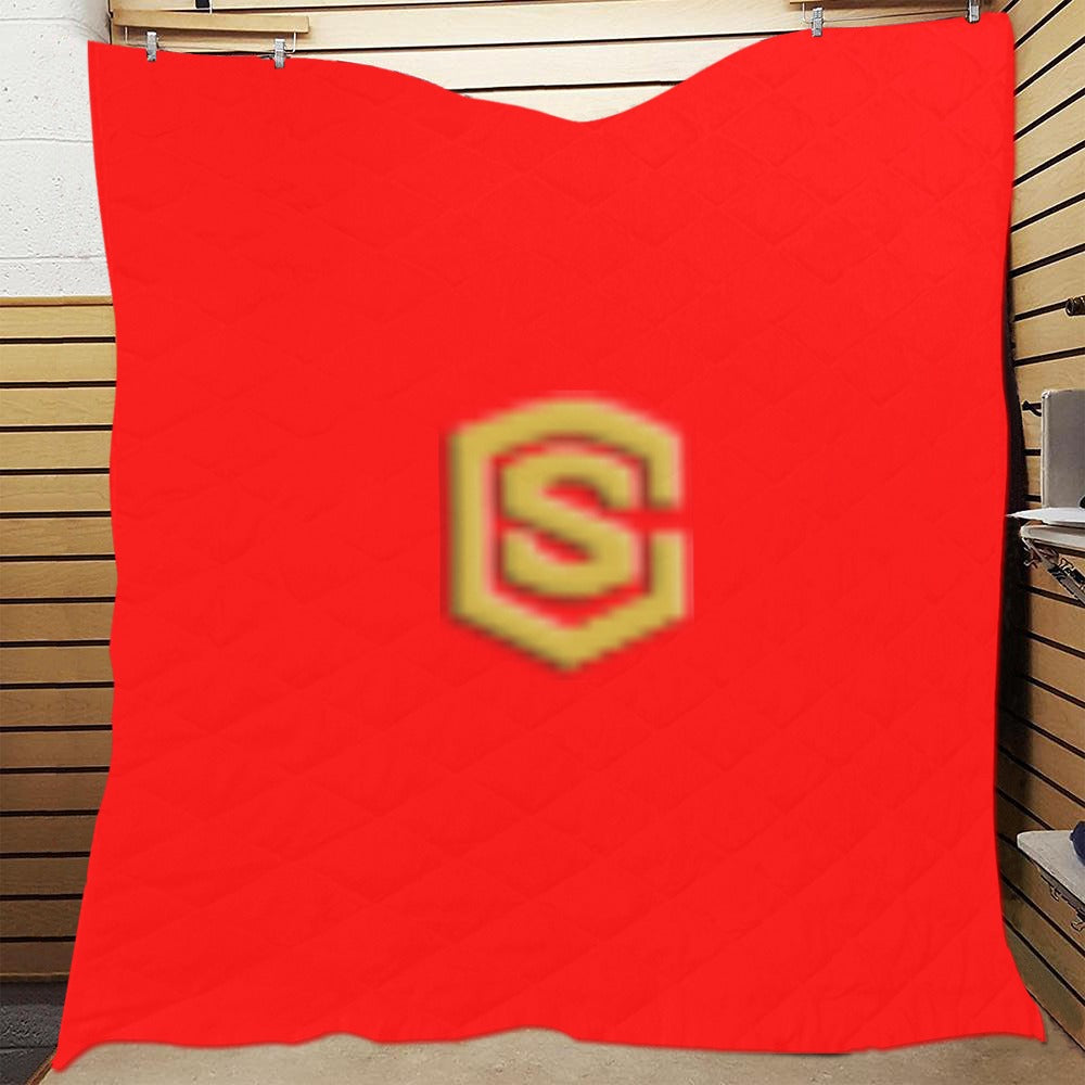 Red Quilt with Gold Logo Custom Quilt 70" x 80"