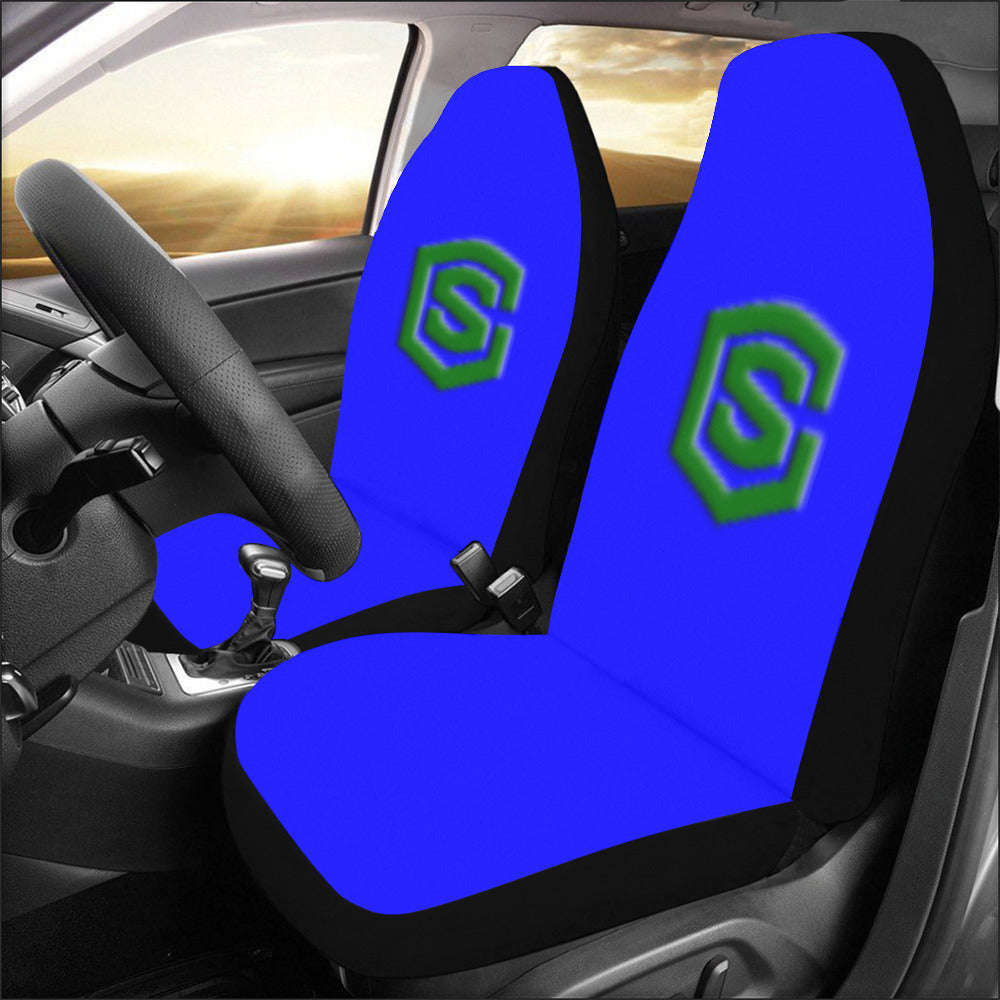 Blue Car Seat Covers Green Logo Car Seat Covers (Set of 2)
