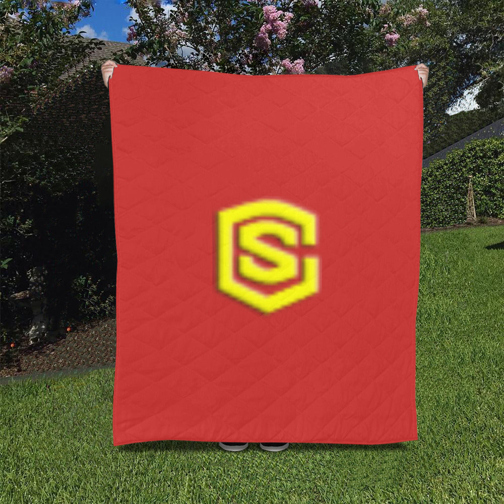 Red Custom Quilt Yellow Logo Custom Quilt 50" x 60"