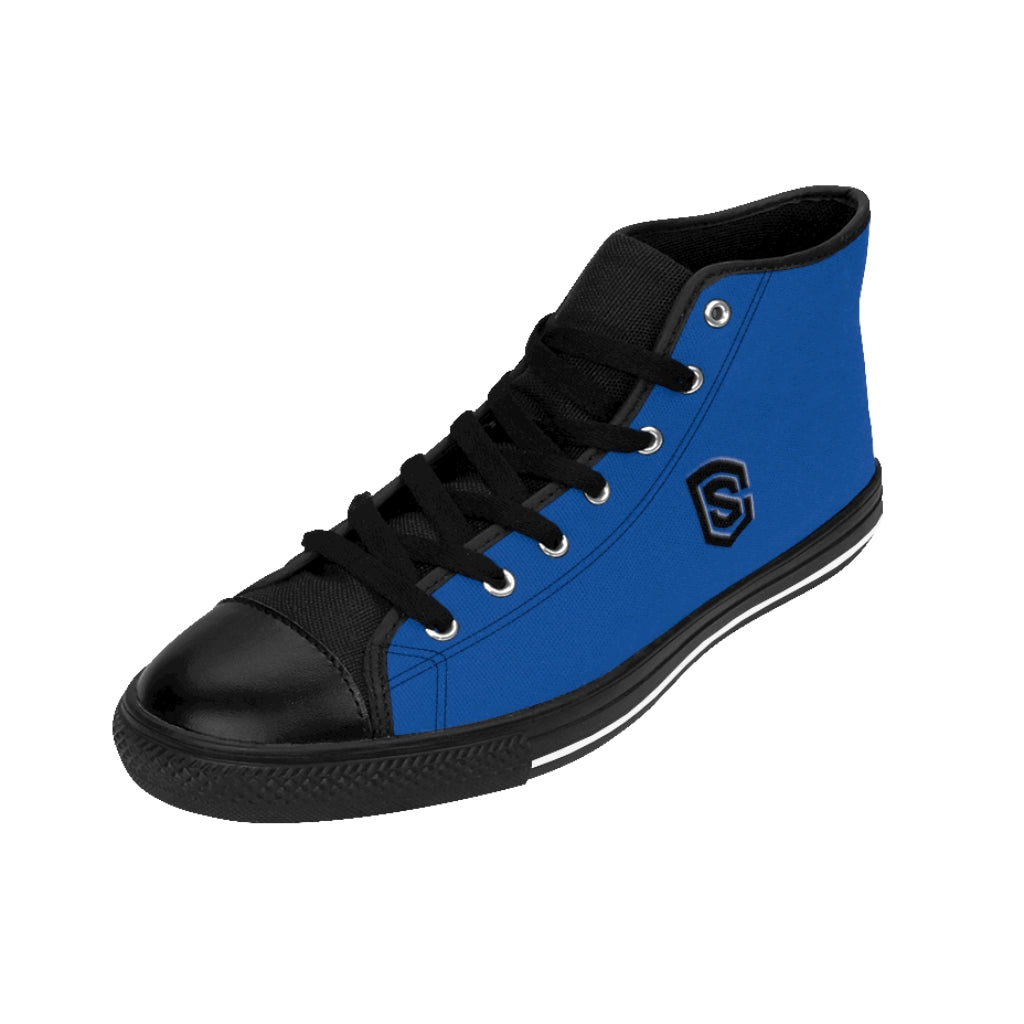 blue Men's High-top Sneakers - black logo