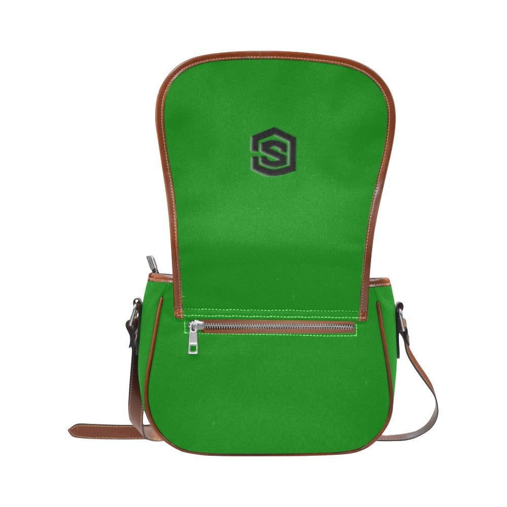 GREEN Saddle Bag WITH BLACK LOGO Saddle Bag (Model 1649) (Small)