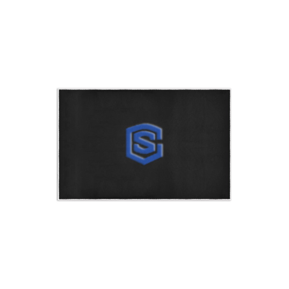 Black Area Rug 2.6' x 1.7' with Blue Logo Area Rug 2.6' x 1.7'