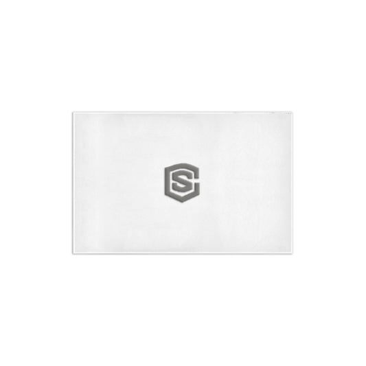 WHITE SMALL AREA RUG WITH GRAY LOGO Area Rug 2.6' x 1.7'