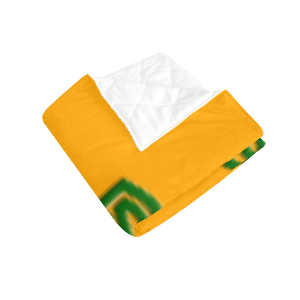 Yellow Quilt with Green Logo Custom Quilt 70" x 80"