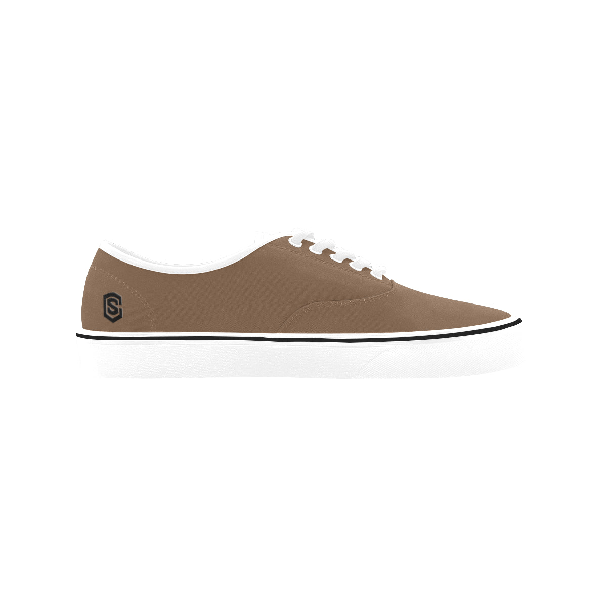 black logo Classic Women's Canvas Low Top Shoes (Model E001-4)