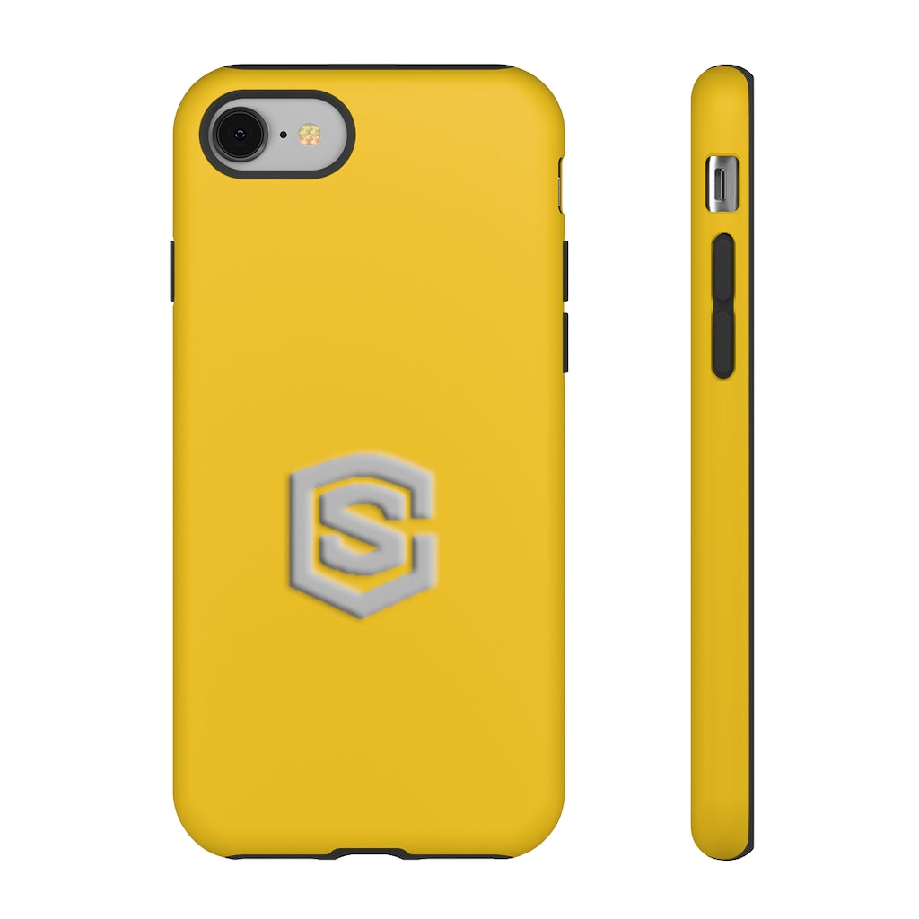 Yellow Tough Cases Silver Logo