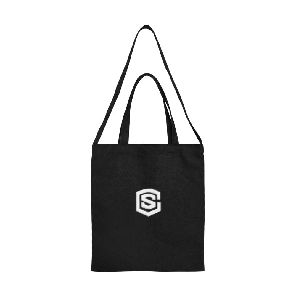 Black All Over Print Canvas Tote Bag With White Logo All Over Print Canvas Tote Bag(Model1698)(Medium)