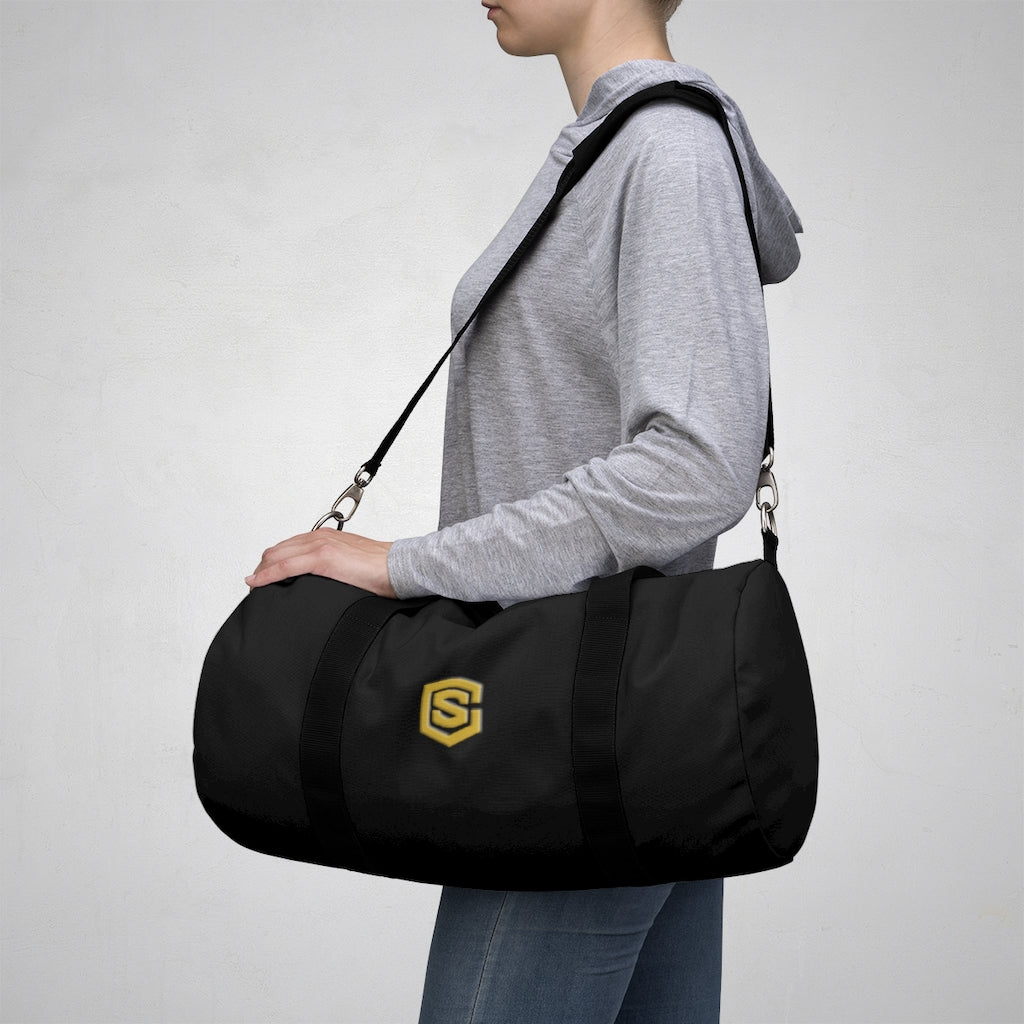 Black Duffel Bag Gold Logo