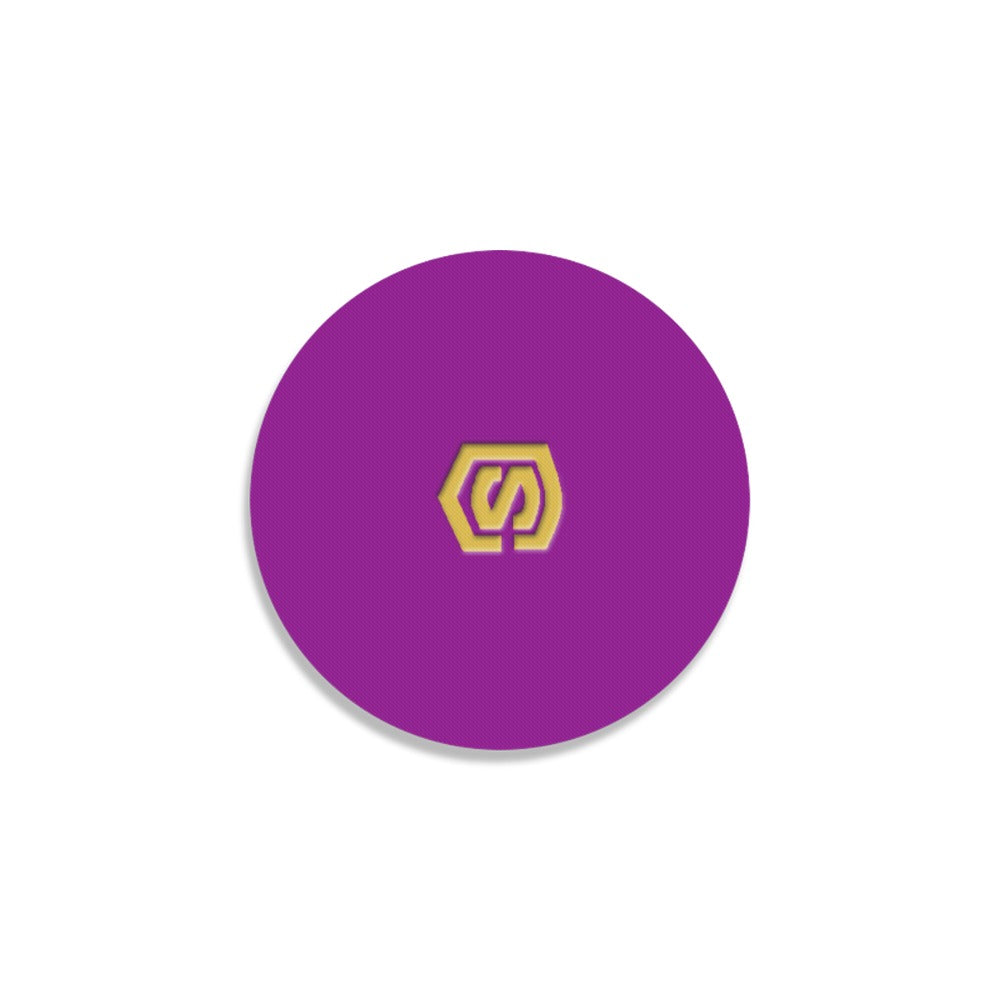 Purple Round Coaster with Gold Logo Round Coaster