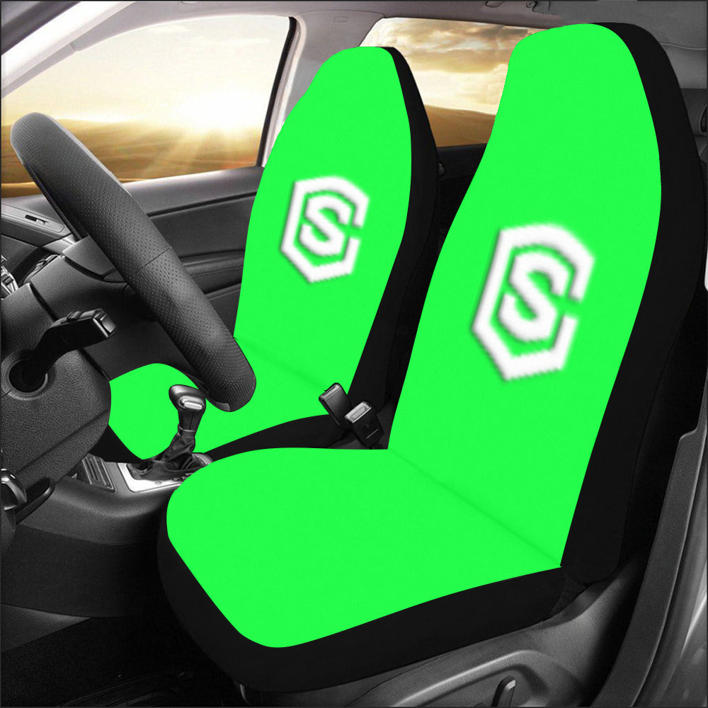Green Car Seat Covers White Logo Car Seat Covers (Set of 2)