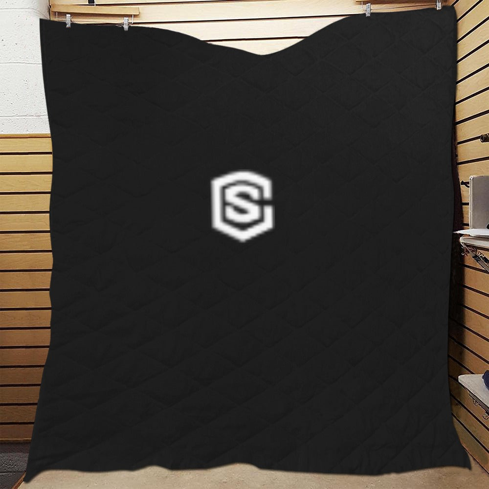 BLACK CISTOM QUILT WHITE LOGO Custom Quilt 70" x 80"