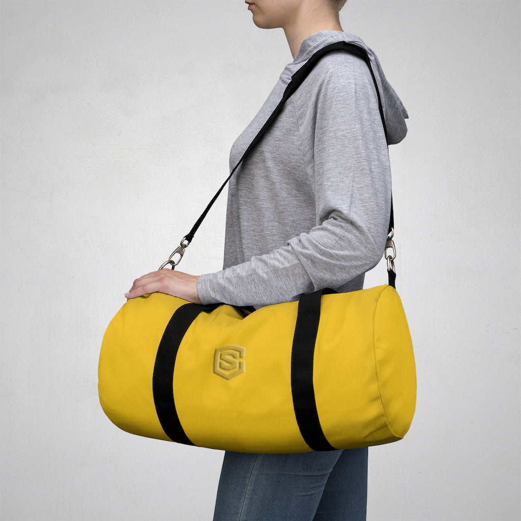 Yellow Duffel Bag Gold Logo