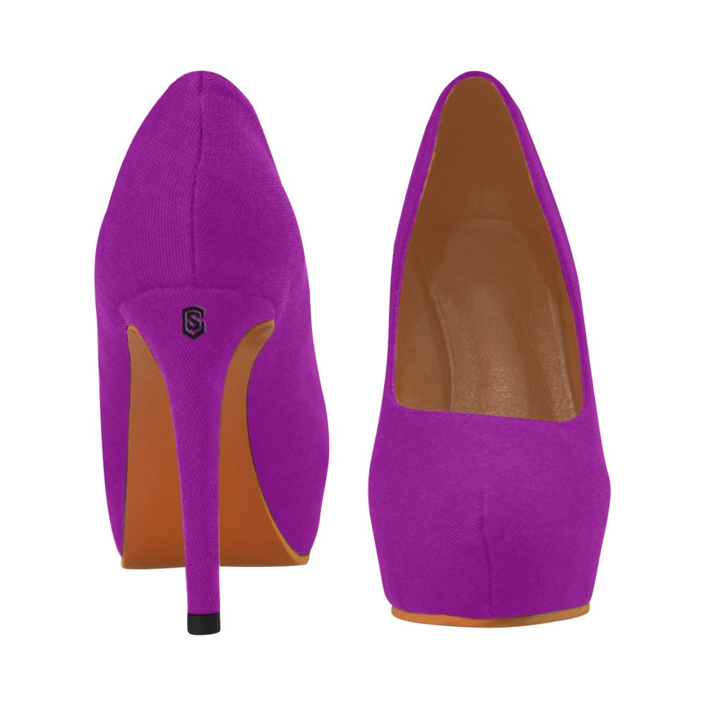 Purple Women's Pumps With Black Logo Women's High Heels (Model 044)