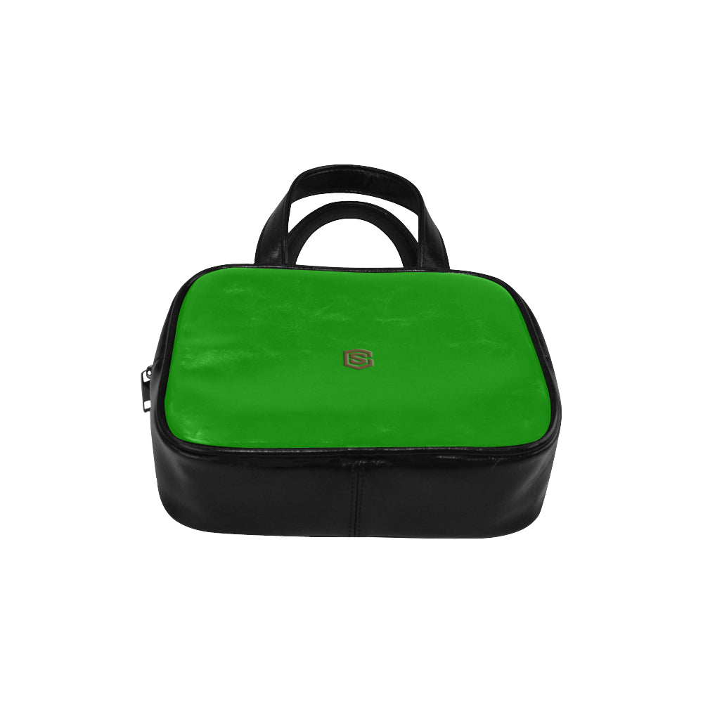 GREEN LEATHER TOP HANDLE HANDBAG brown logo Leather Top Handle Handbag (Model 1662)