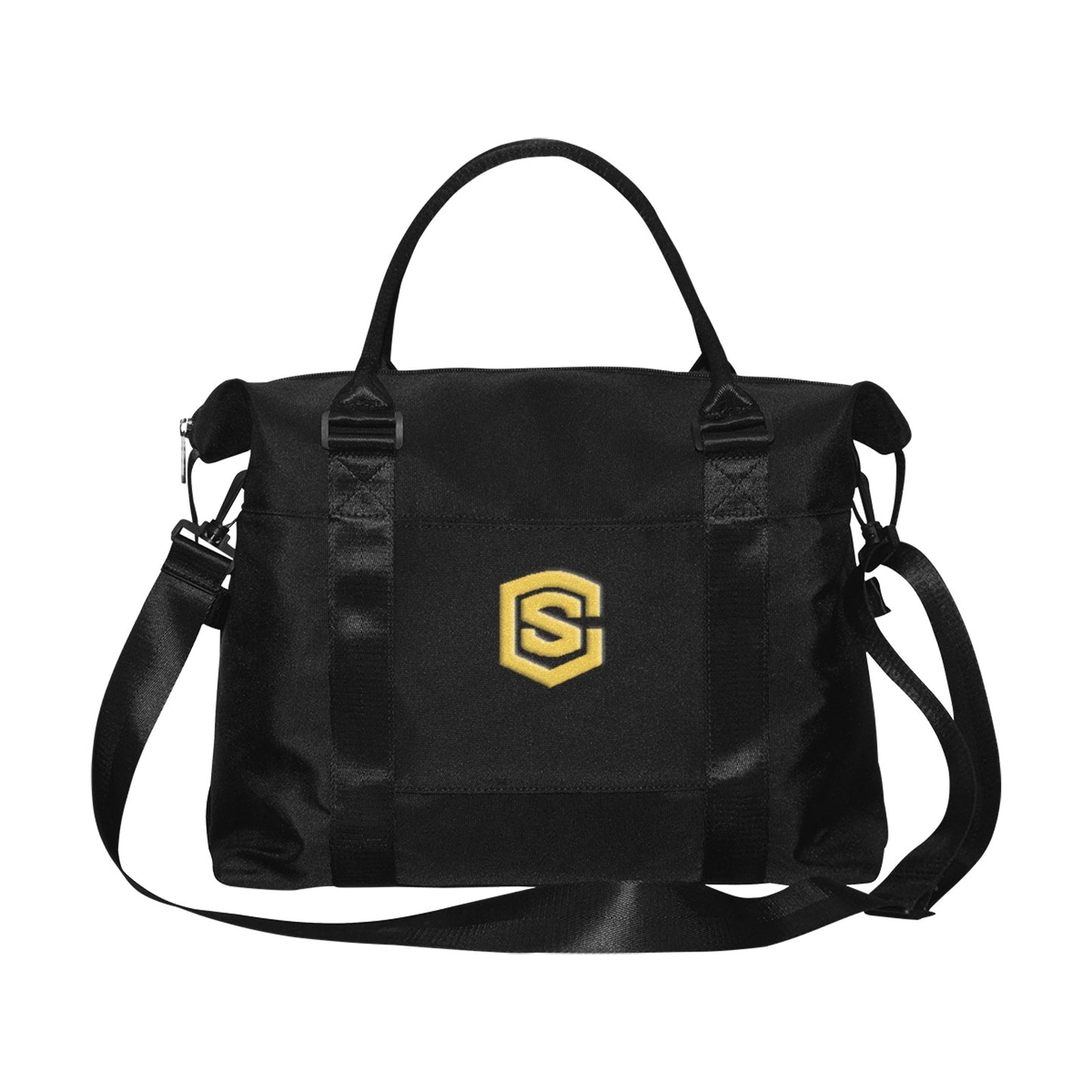 Black Large Capacity Duffle Bag With Gold Logo Large Capacity Duffle Bag(Model1715)
