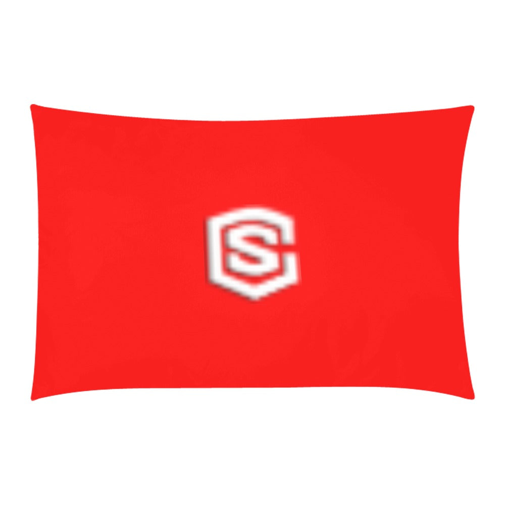 Red 3-Piece Bedding Set (1 Duvet Cover 86"x70"; 2 Pillowcases 20"x30")(One Side) wtih White Logo 3-Piece Bedding Set (1 Duvet Cover 86"x70"; 2 Pillowcases 20"x30")(One Side)