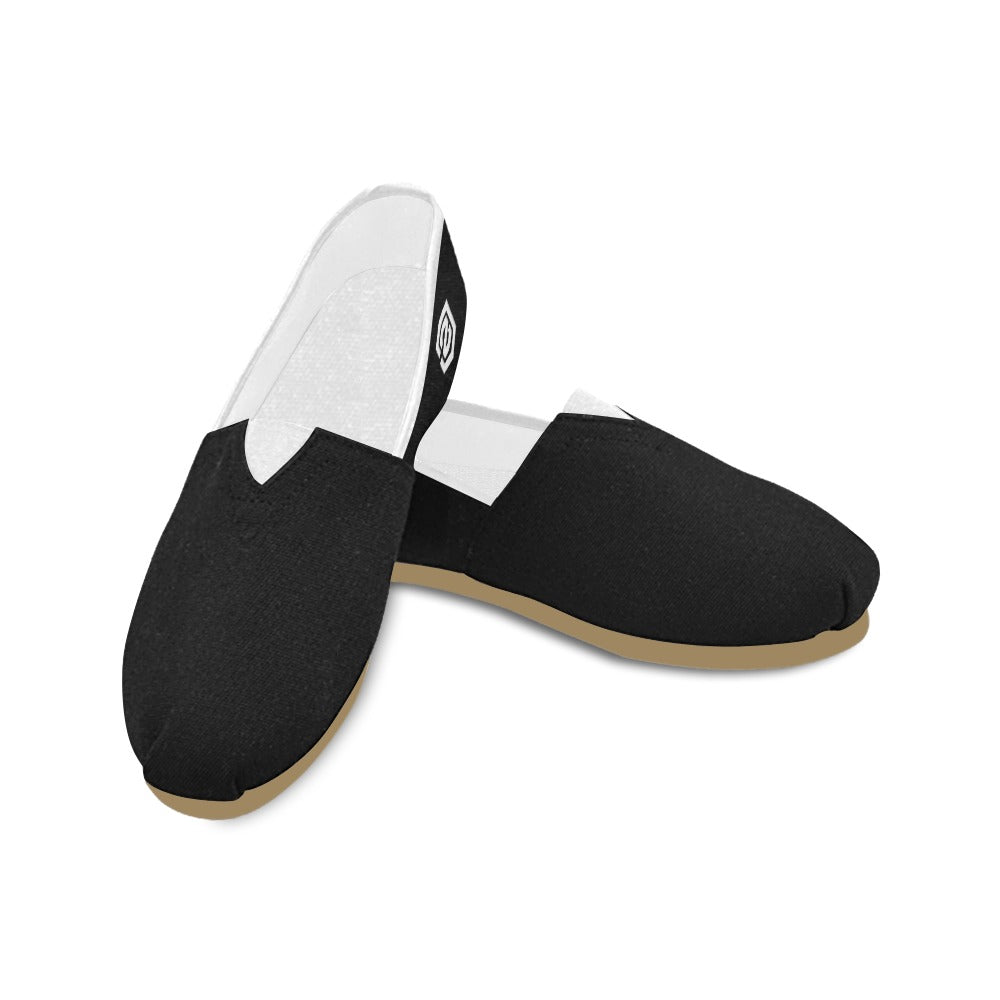 BLACK casual shoes for women WITH WHITE LOGO Casual Canvas Women's Shoes (Model 004) (Designs are mirrored)