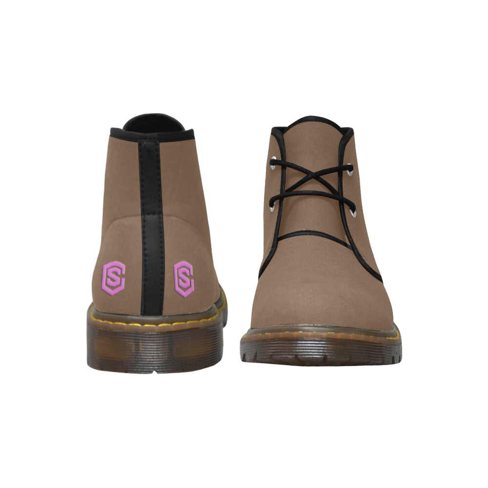 pink logo Women's Nubuck Chukka Boots (Model 2402)