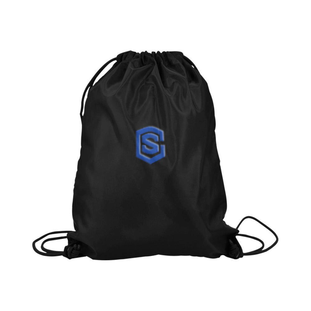 Black Drawstring Bags Large With Blue Logo Drawstring Bags (Model 1604) (Large)