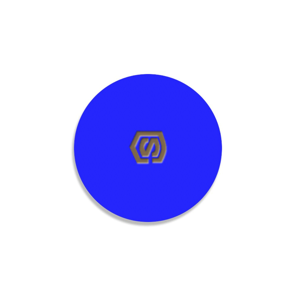 Blue Round Coaster with Brown Logo Round Coaster