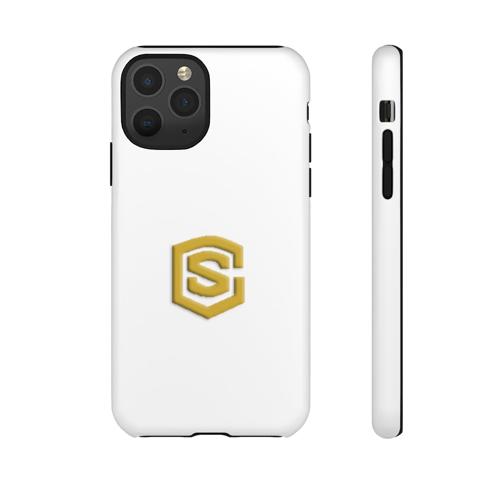 White Tough Cases Gold Logo