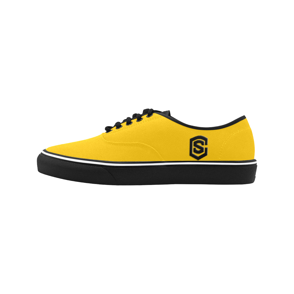 black logo Classic Men's Canvas Low Top Shoes/Large (Model E001-4)