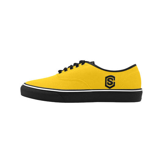 black logo Classic Men's Canvas Low Top Shoes/Large (Model E001-4)