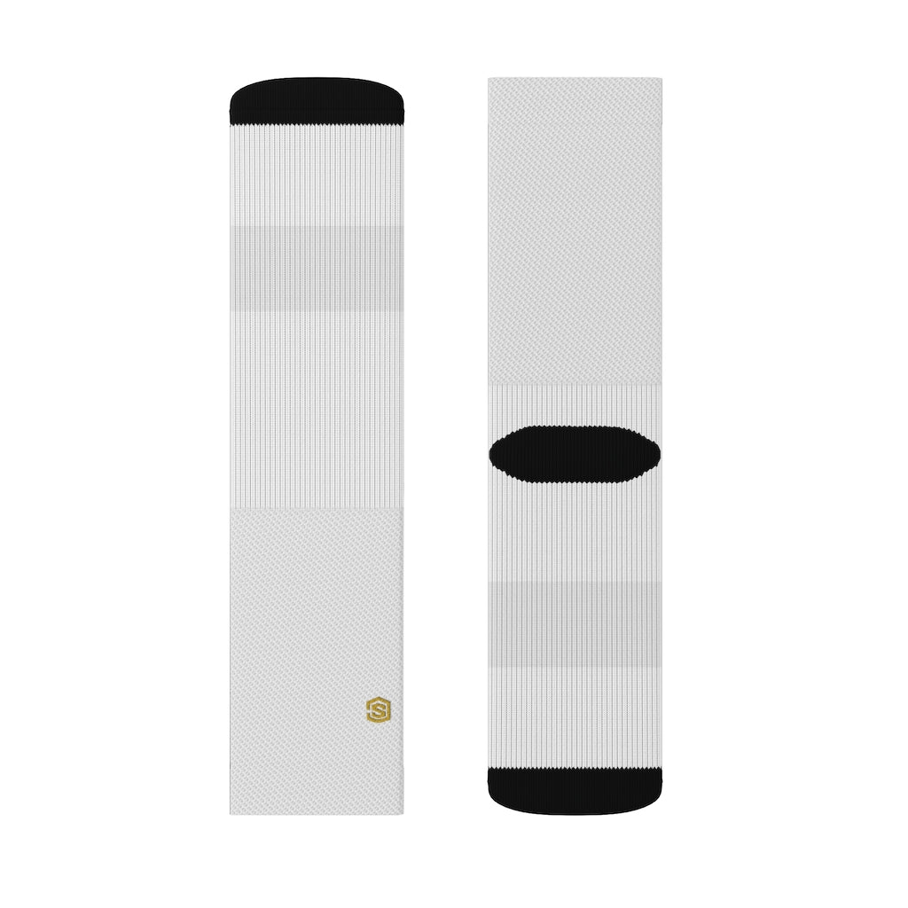 White Sublimation Socks with Gold Logo