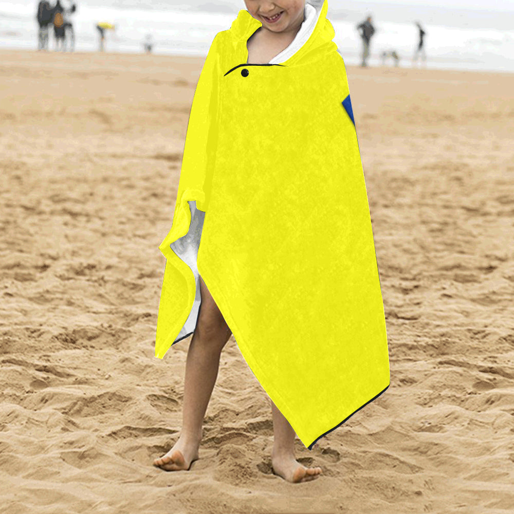 YellowKids' Hooded Bath Towels with Blue Logo Kids' Hooded Bath Towels