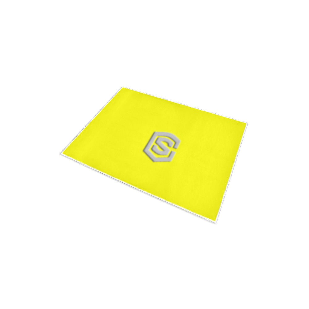 Yellow Area Rug 2.6' x 1.7' with Silver Logo Area Rug 2.6' x 1.7'