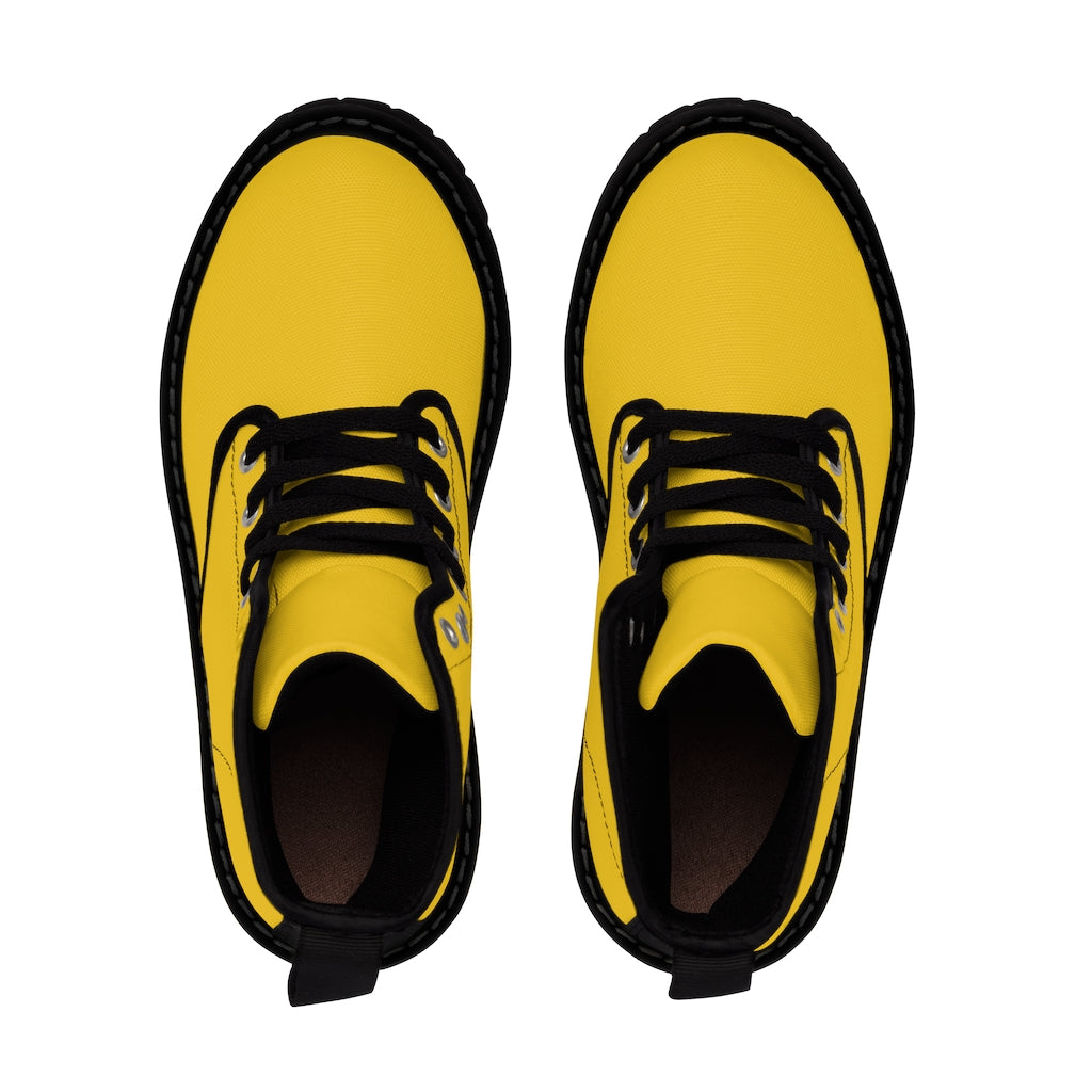 yellow Men's Canvas Boots White Logo